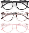 IBOANN Chic & Comfy Blue Light Glasses for Women - 3-Pack Round Frames, Screen-Ready Style with UV Protection Coating