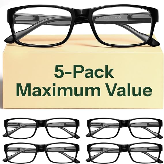 Gaoye Professional Reading Glasses for All Day - Computer Readers with Blue Light Protection - Value Pack