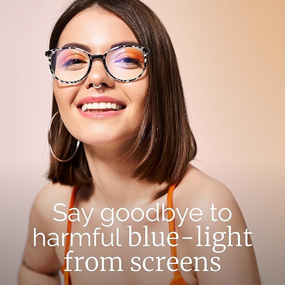 miyya Blue Light Blocking Glasses Women, Fashion Round Transparent Anti Blue Light Glasses with Anti Eyestrain & UV Glare