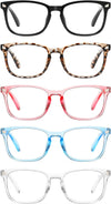 5 Pack Reading Glasses Blue Light Blocking, Filter UV Ray/Glare Computer Readers Fashion Nerd Eyeglasses Women/Men