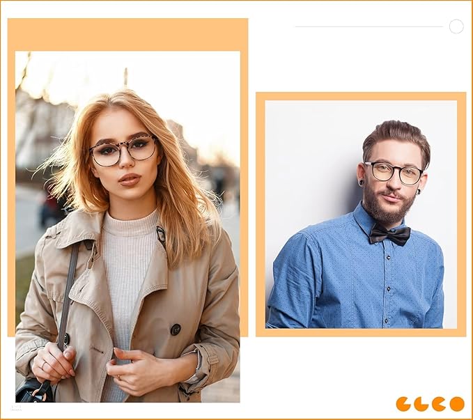 IBOANN Blue Light Blocking Glasses Women/Men, Round Fashion Retro Frame, Vintage Fake Eyeglasses with Clear Lens