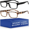 Gaoye 2-Pack of Reading Glasses +1.25 - Blue-Light Filter, UV Protection - Readers with Rectangle Frames