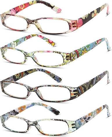 Gaoye 4-Pack Readers for Women, Blue Light Blocking Reading Glasses, Stylish Reading Glasses for Women in 4 Patterns 102