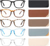5 Pack Reading Glasses Blue Light Blocking, Filter UV Ray/Glare Computer Readers Fashion Nerd Eyeglasses Women/Men
