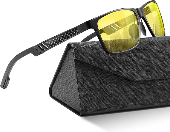 Carbon Blue Light Blocking Glasses Men for Computer, Gaming, Metal Frame Green Light Protection Night Driving Glasses for Man